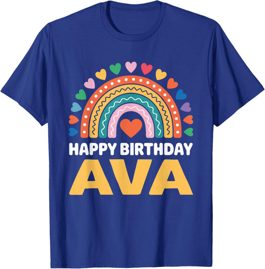 Ava Happy Birthday Rainbow T-Shirt - T-Shirt | Royal
