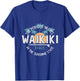 Vintage Sunset Palm Tree Waikiki Hawaii Surfing Vacation T-Shirt - T-Shirt | Royal