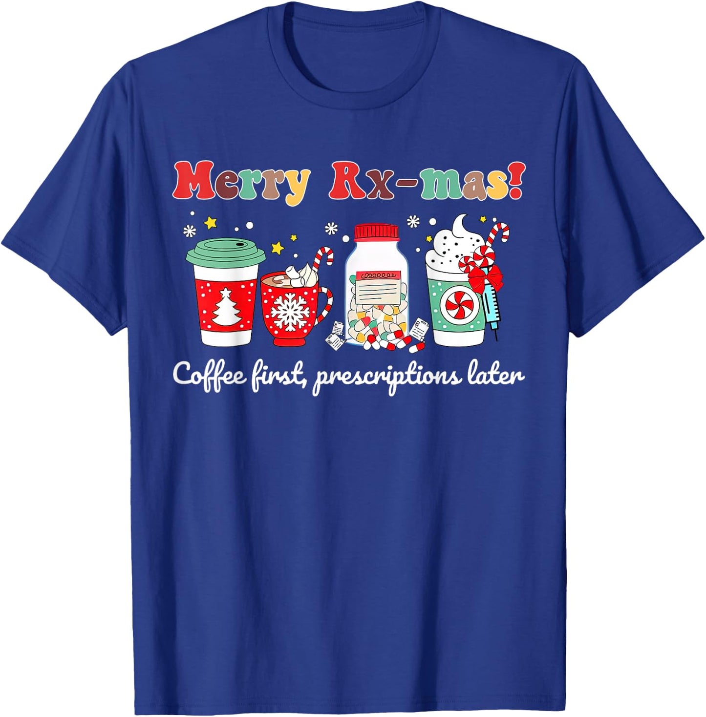 Merry Rx-max Christmas Oncology Pharmacist Pharmacy Tech T-Shirt - T-Shirt | Royal