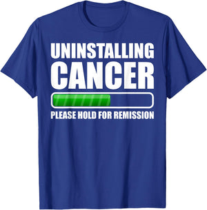 Uninstalling Cancer Gifts -Adults Cancer Awareness Black Small Modern Short Sleeve T-Shirt - T-Shirt | Royal