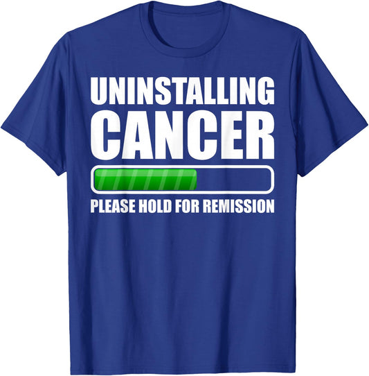 Uninstalling Cancer Gifts -Adults Cancer Awareness Black Small Modern Short Sleeve T-Shirt - T-Shirt | Royal