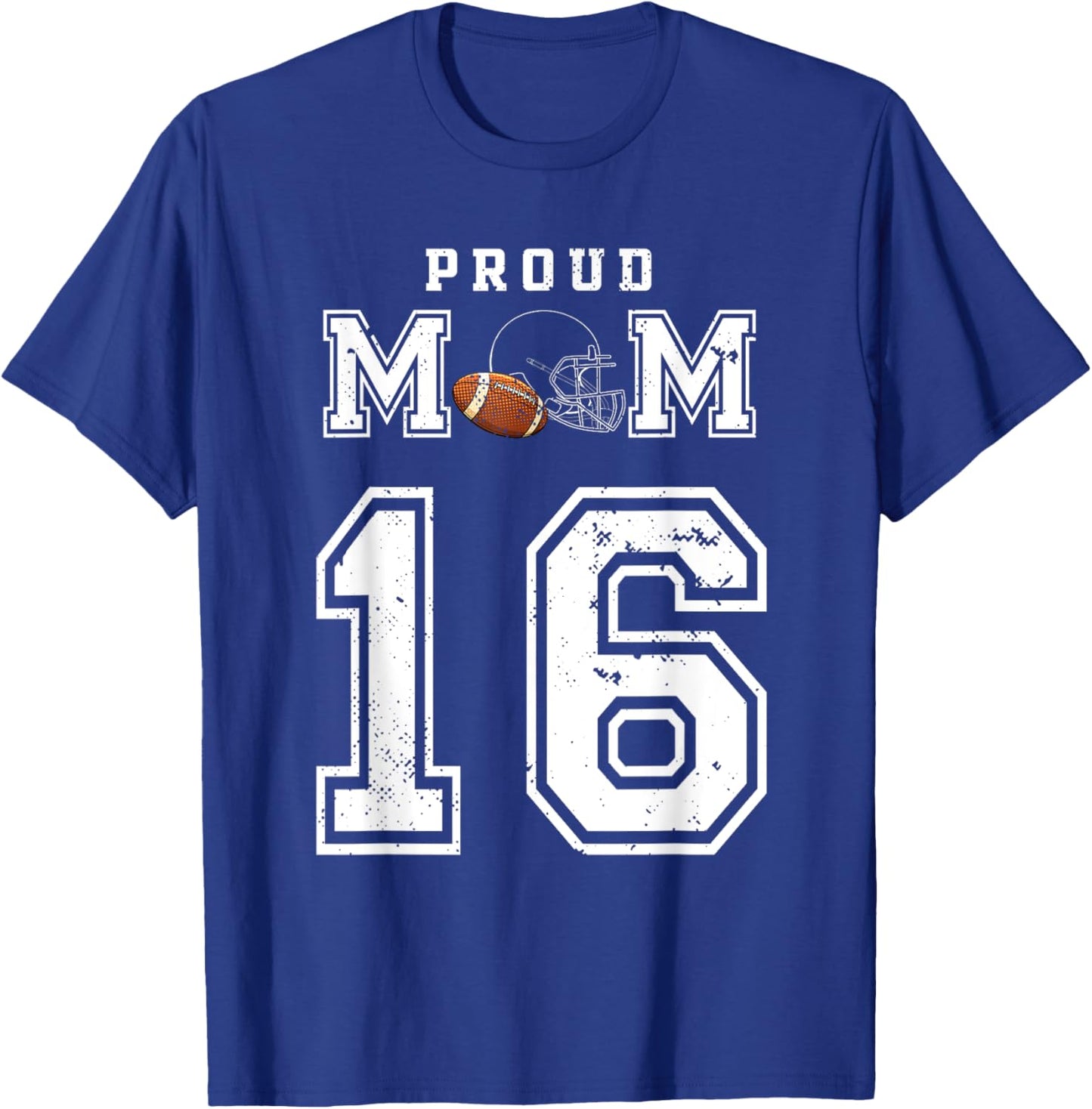 Custom Proud Football Mom Number 16 Personalized T-Shirt - T-Shirt | Royal