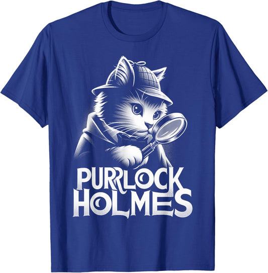 Purrlock Holmes Cat Detective - Mystery Fun Inspector T-Shirt - T-Shirt | Royal