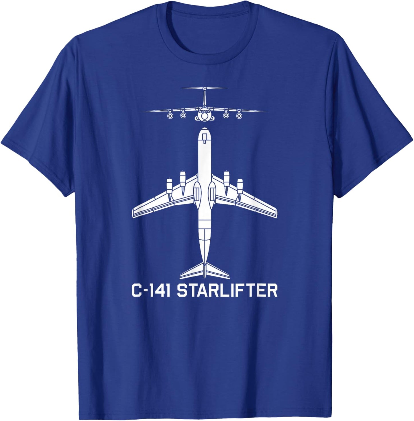 C-141 Starlifter Military Airlifter Plane Silhouette T-Shirt - T-Shirt | Royal
