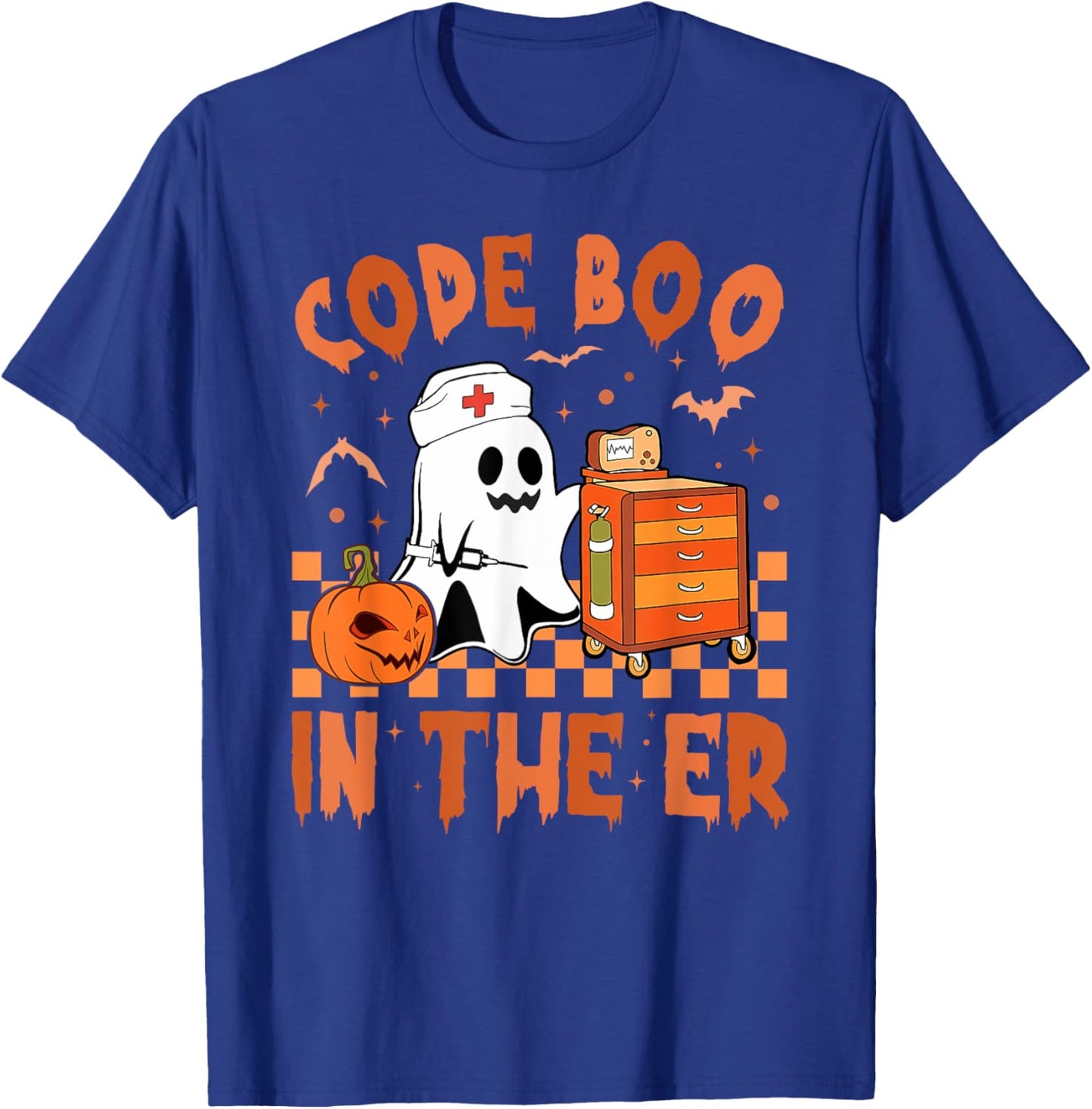 Retro Code Boo In The ER ICU Nurses Boo-jee Ghost Halloween T-Shirt - T-Shirt | Royal