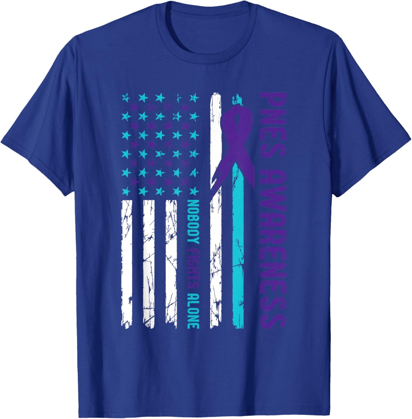 PNES Awareness Flag Nobody Fights Alone T-Shirt - T-Shirt | Royal