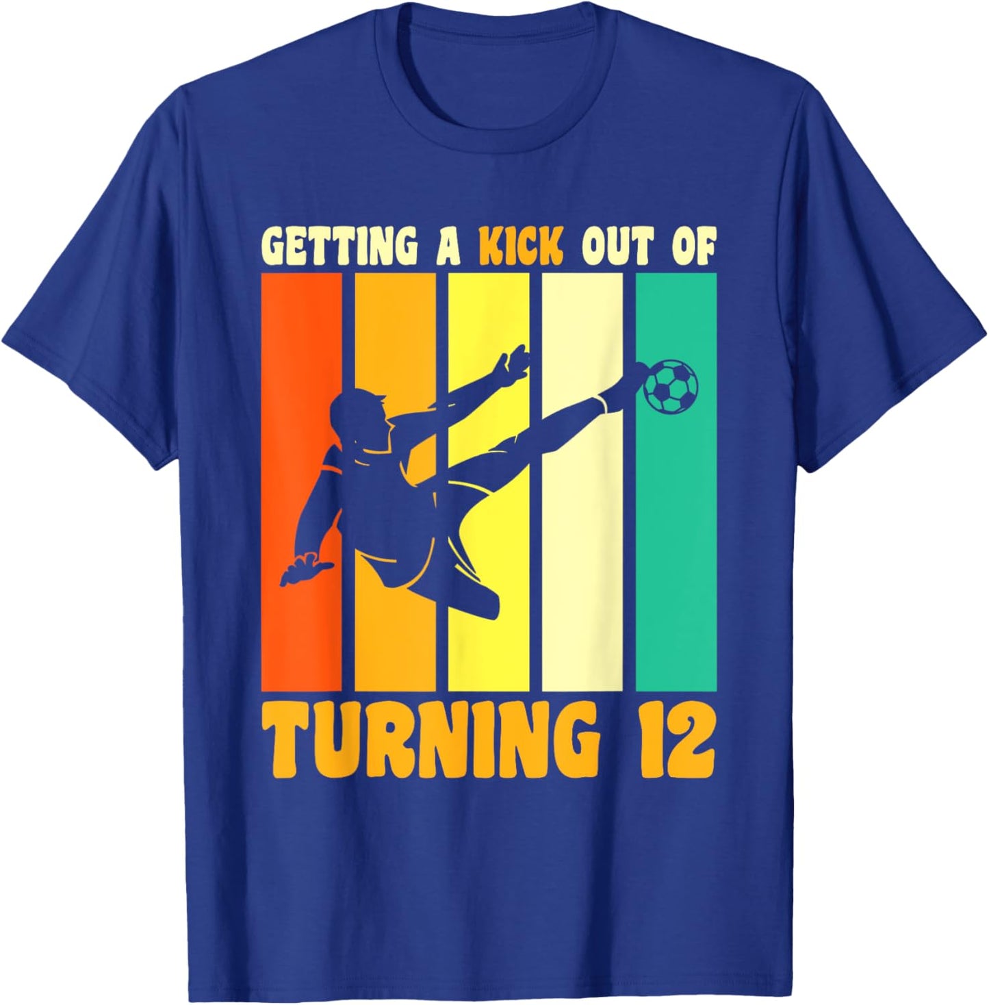 Happy 12th Birthday 12 Year Old Kick Soccer 12th Birthday T-Shirt - T-Shirt | Royal