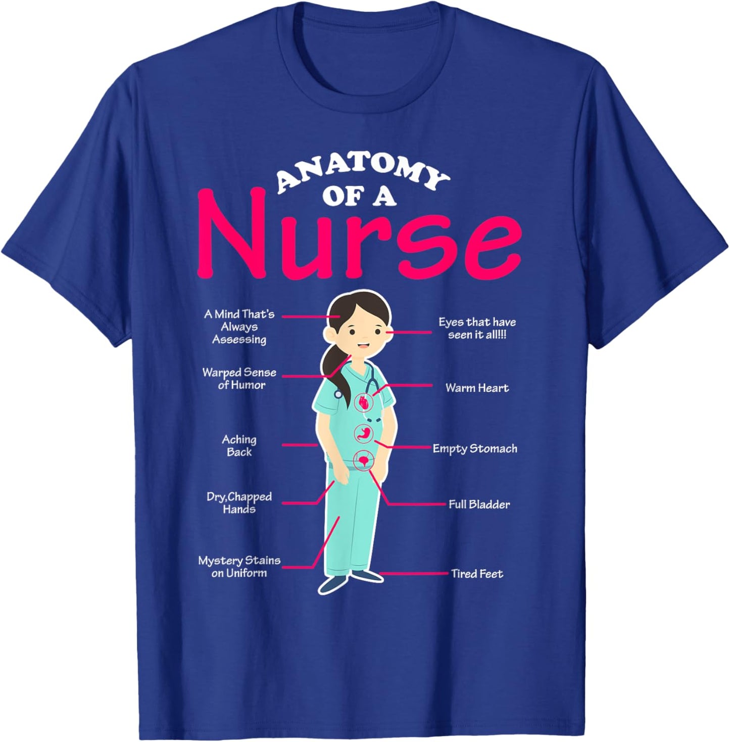 RN LVN Nurse Anatomy Scrub Cool Nursing Graduate Gift T-Shirt - T-Shirt | Royal