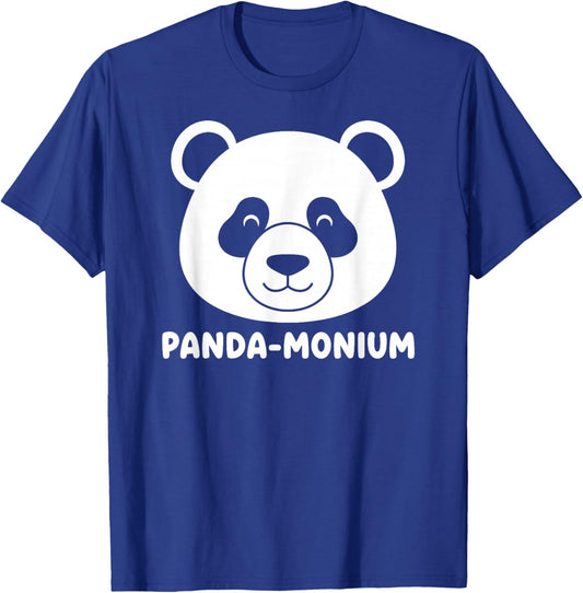 Panda Monium Funny Animal Pun Pandamonium Cute Bear T-Shirt - T-Shirt | Royal