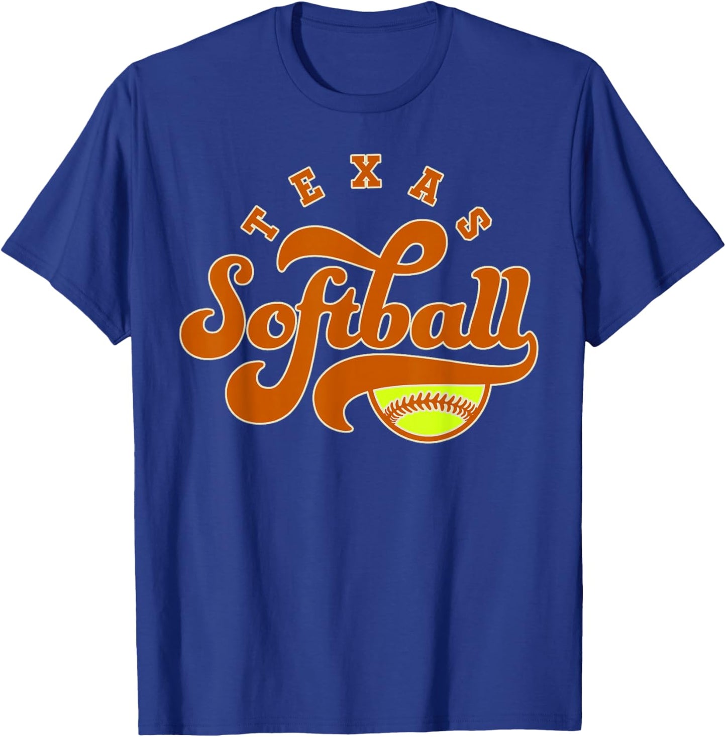 Texas Softball Vintage Kids Team Retro Softball Fan T-Shirt - T-Shirt | Royal