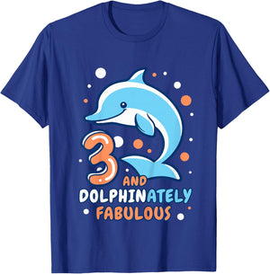 Kids Dolphin 3rd Birthday Outfit Dolphin Birthday Party Age 3 T-Shirt - T-Shirt | Royal