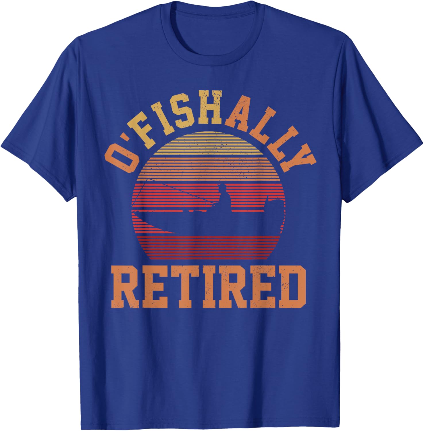 Ofishally Retired Funny Vintage Fisherman Retirement Gifts T-Shirt - T-Shirt | Royal