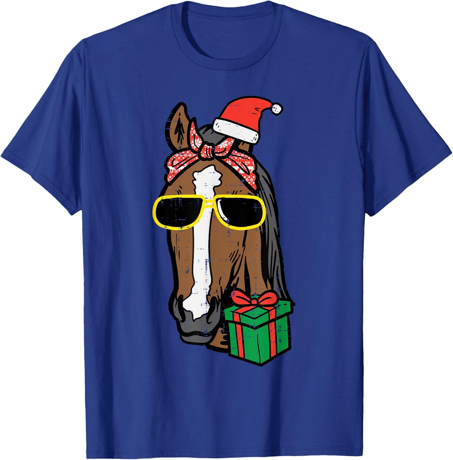 Christmas Horse Back Riding Santa Xmas Women Girls Kids T-Shirt - T-Shirt | Royal