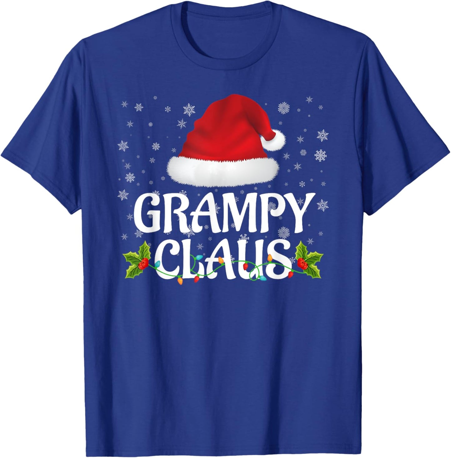 Grampy Claus Christmas Lights Santa Pajama Family Matching T-Shirt - T-Shirt | Royal