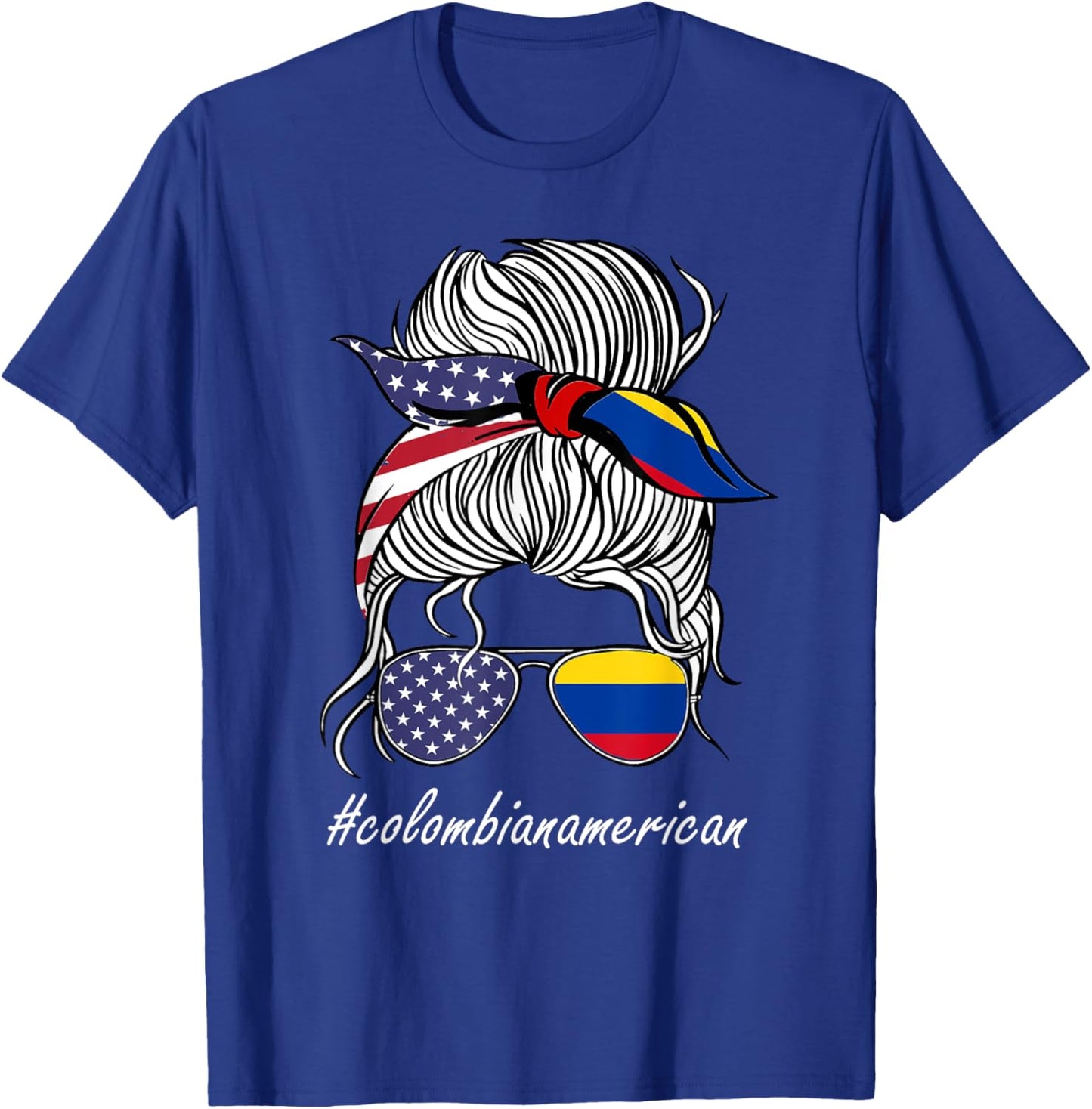 Colombia Women Heritage American Grown Girl Colombia Flag T-Shirt - T-Shirt | Royal