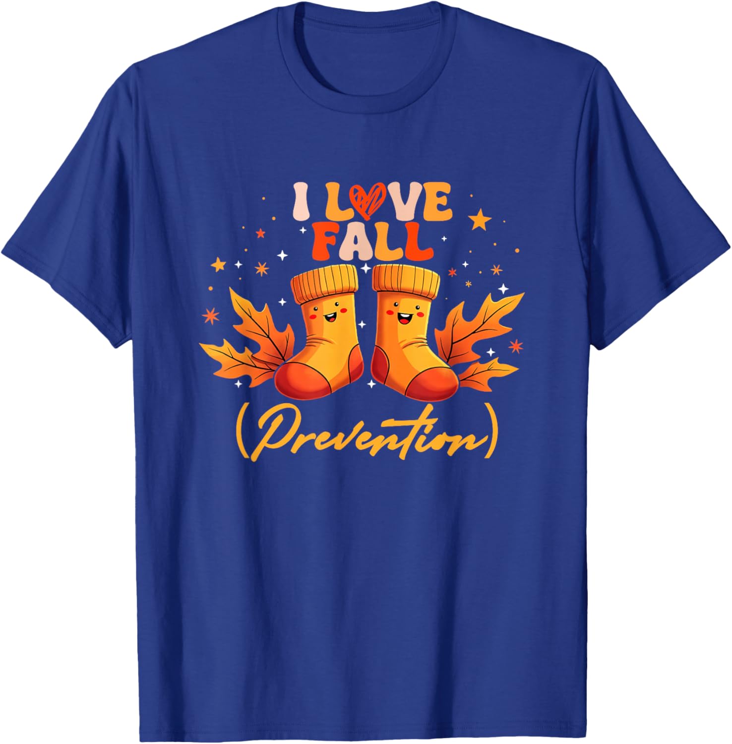 Groovy Retro I Love Fall (Prevention) Safety Nurse Halloween T-Shirt - T-Shirt | Royal
