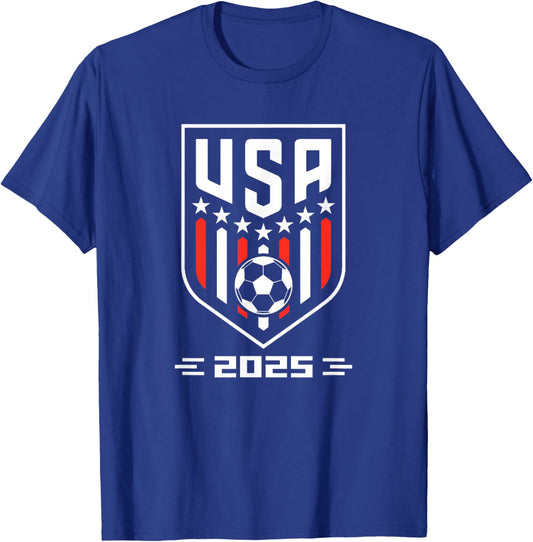 American Flag Soccer Team Boys Men Women Girls Soccer 2025 T-Shirt - T-Shirt | Royal