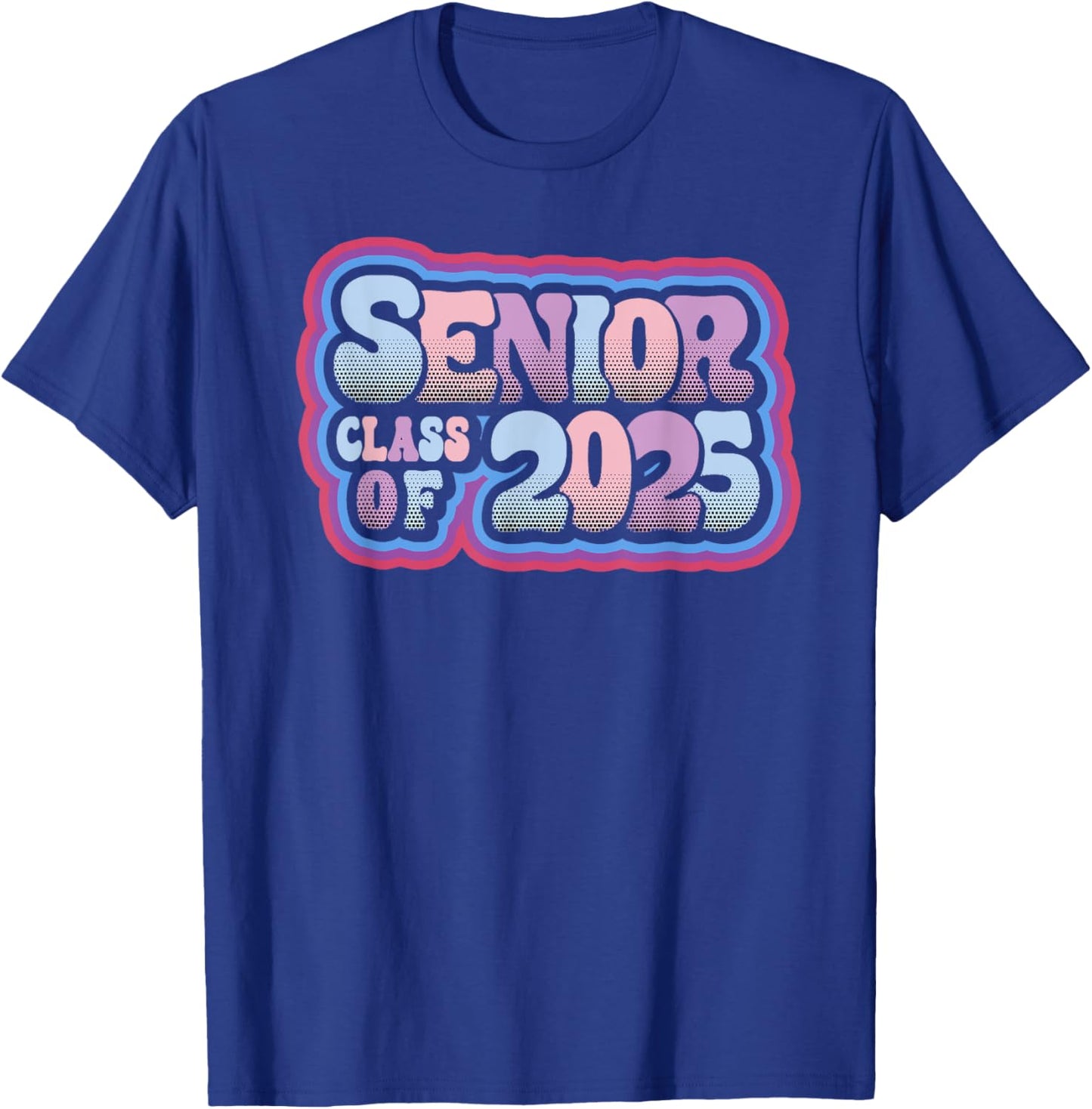Senior Class of 2025 Retro Design Boy or Girl T-Shirt - T-Shirt | Royal