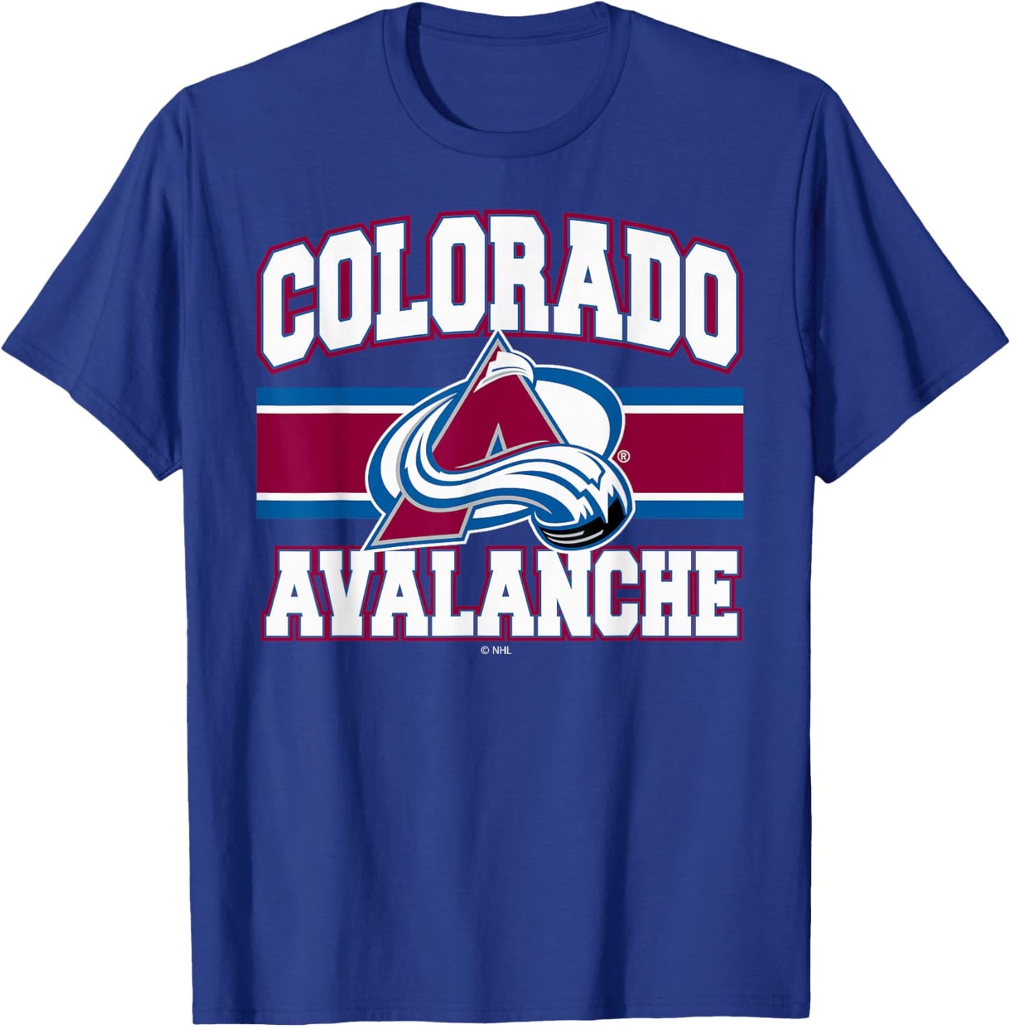 Colorado Avalanche Stripe Navy Officially Licensed T-Shirt - T-Shirt | Royal