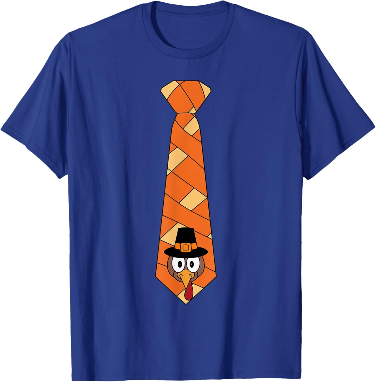 Funny Turkey Tie Thanksgiving Costume Pilgrim Hat T-Shirt - T-Shirt | Royal