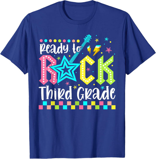 Ready To Rock Third Grade Back To School 3rd Grade Boys Kids T-Shirt - T-Shirt | Royal
