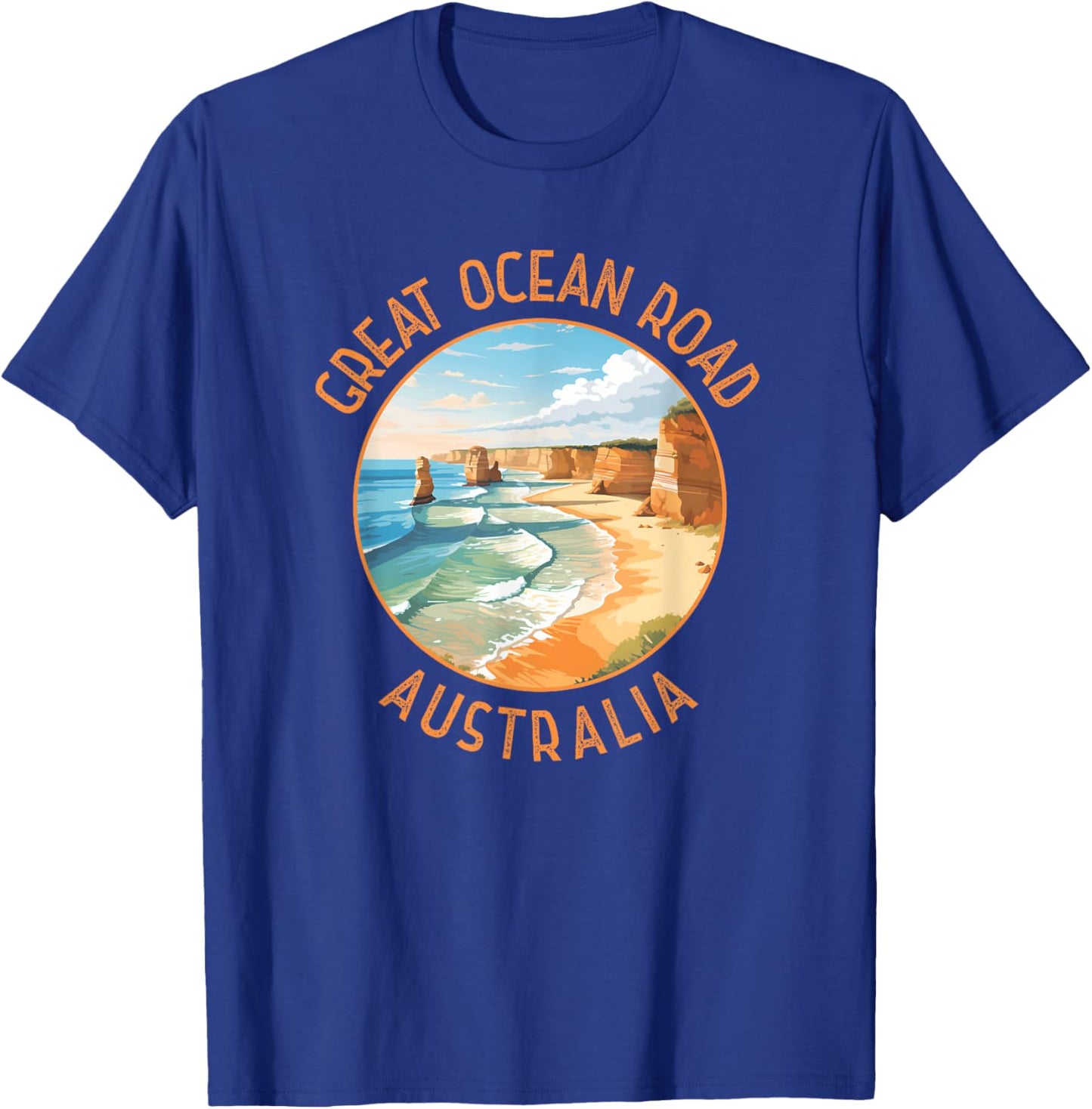 Great Ocean Road Australia Distressed Circle T-Shirt - T-Shirt | Royal