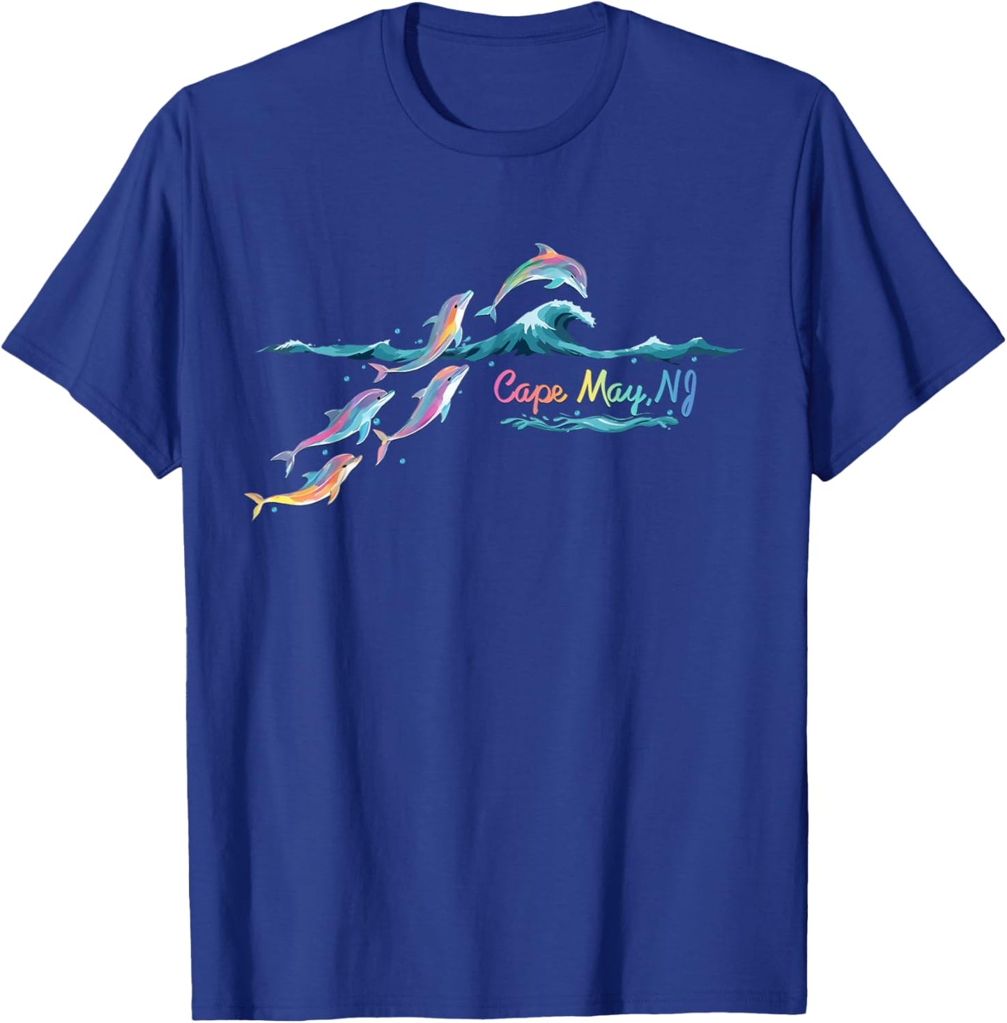 Cape May NJ Colorful Dolphin Lover Beach Vacation T-Shirt - T-Shirt | Royal