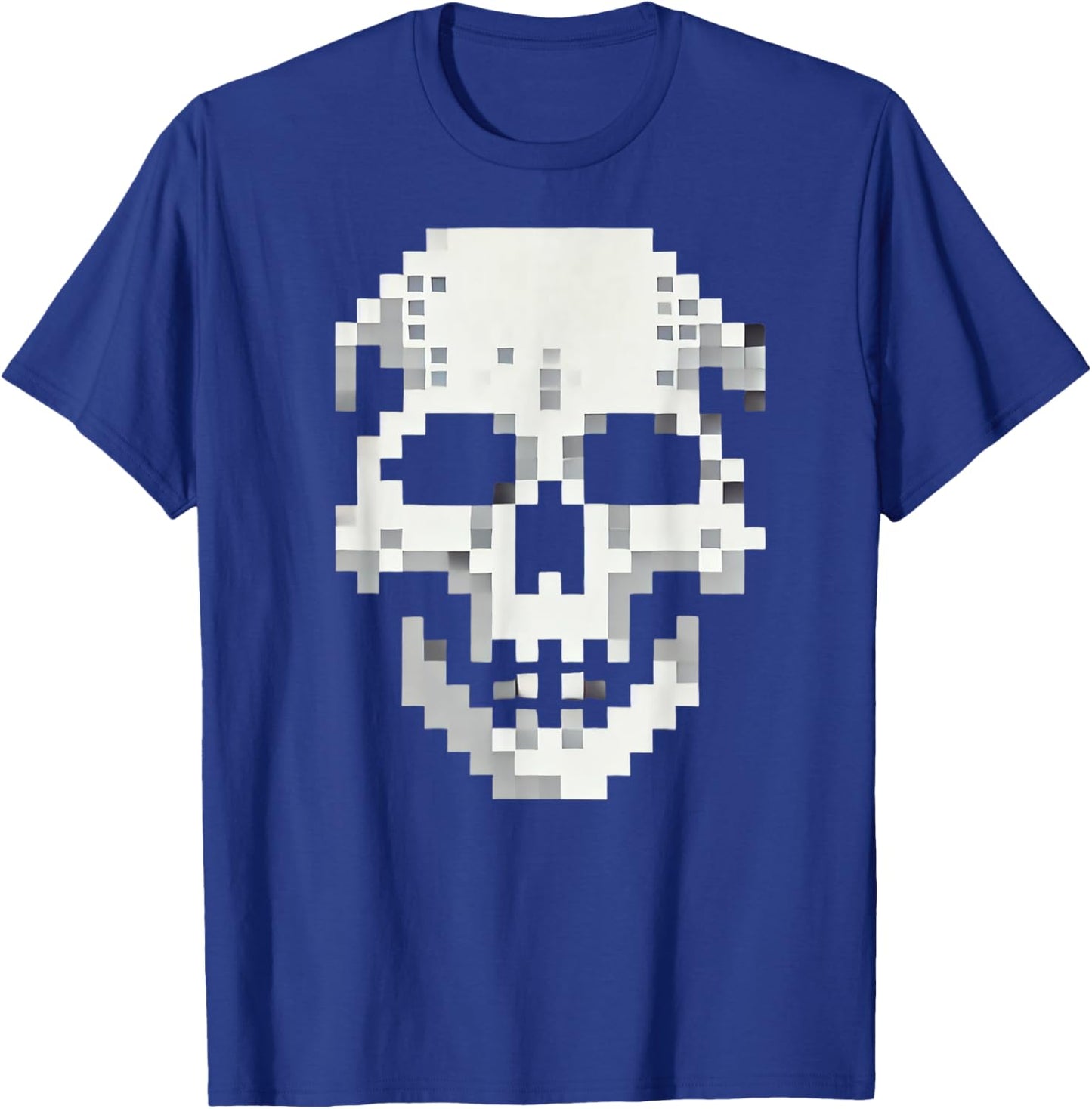 Skull for retro gaming and Halloween. Pixel 80s game skull T-Shirt - T-Shirt | Royal