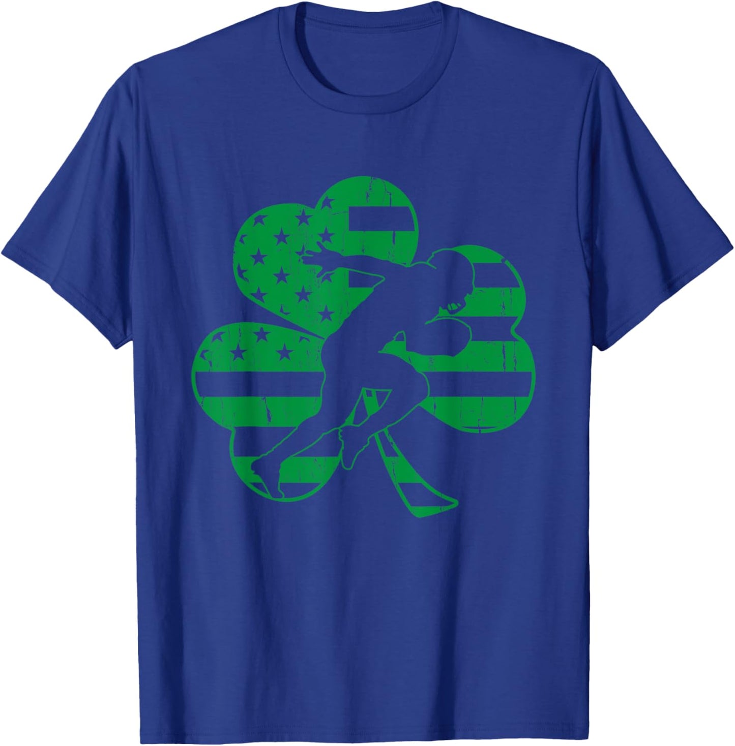 Football St.Patrick's Day Gift Shamrock USA Flag T-Shirt - T-Shirt | Royal