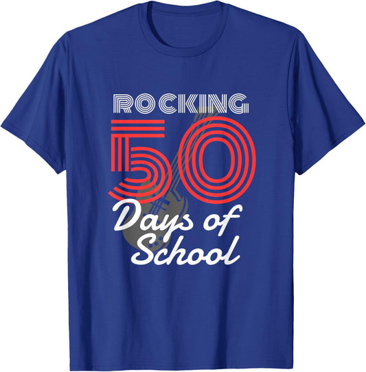 Rockin 50 Days of School 50th Day of School 50 Days Smarter T-Shirt - T-Shirt | Royal
