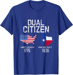 Dual Citizen Texas Pride Born and Raise USA TX Map Flag T-Shirt - T-Shirt | Royal