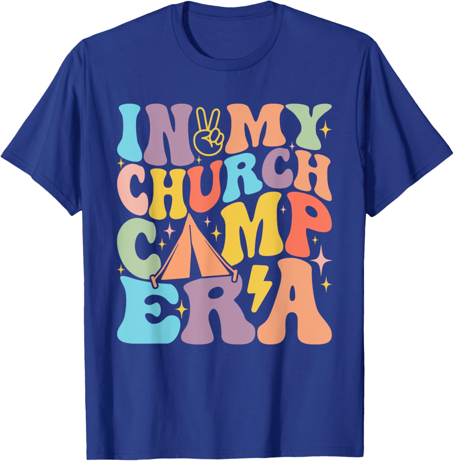 In My Groovy Church Camp Era Summer Vacation Camping Squad T-Shirt - T-Shirt | Royal