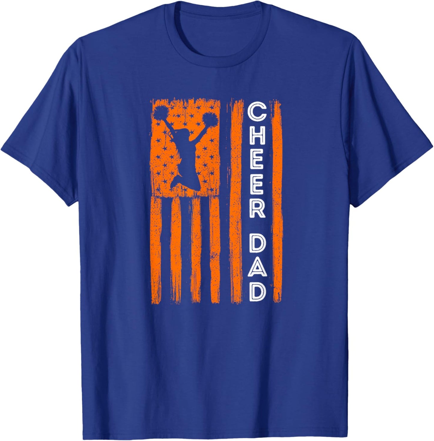 Cheer Dad Orange Cheerleading Flag T-Shirt - T-Shirt | Royal