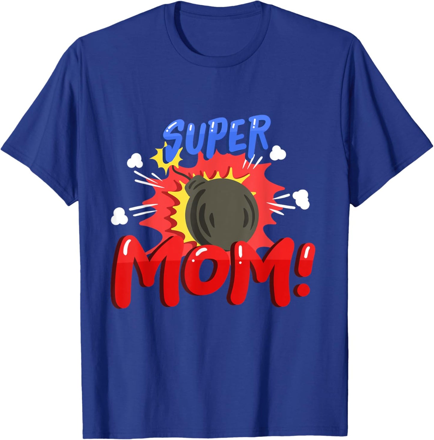 Mom Superhero Comic Birthday Party Family Matching T-Shirt - T-Shirt | Royal