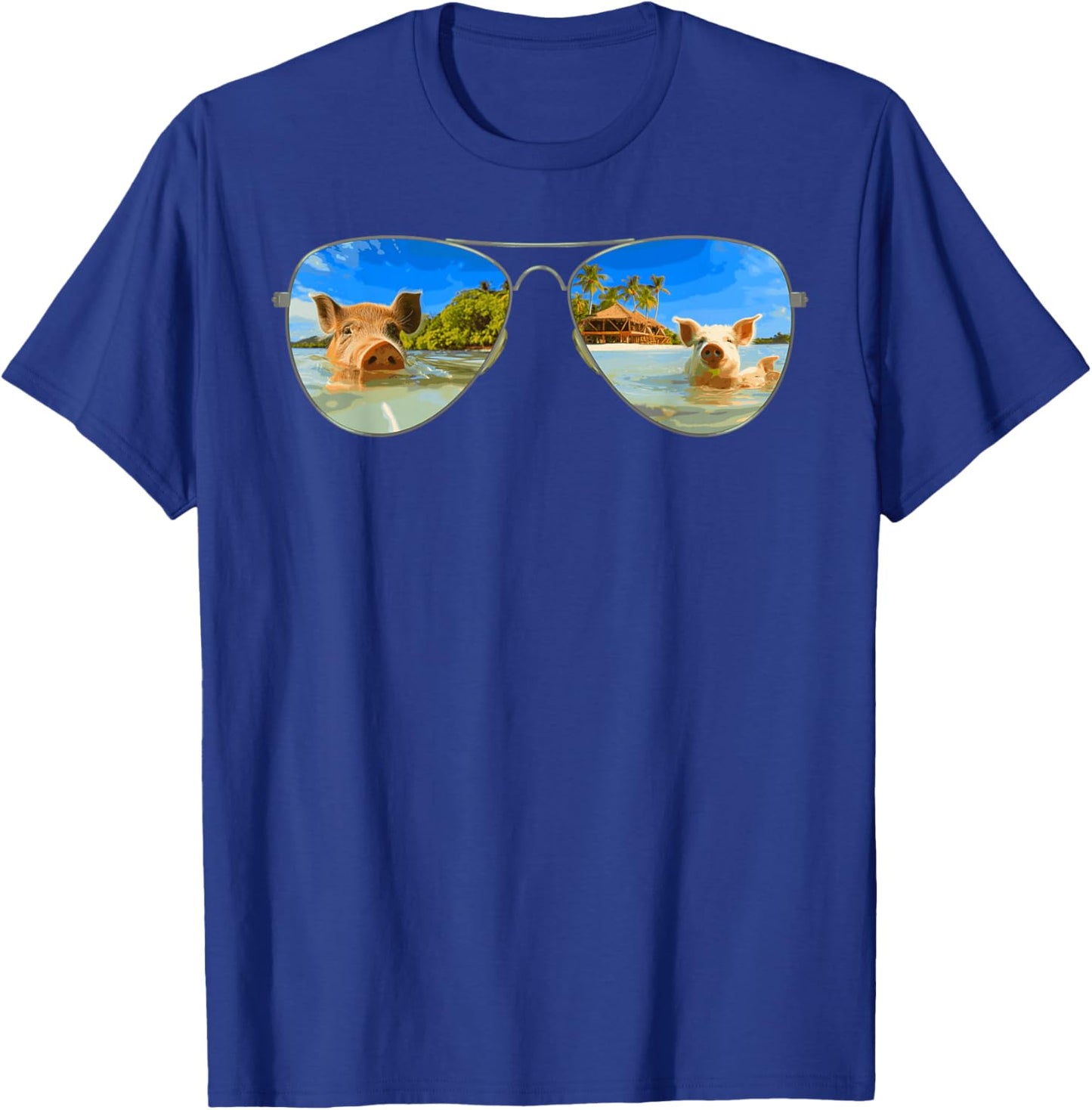 The Bahamas Pigs Swimming Sunglasses Caribbean Beach Summer T-Shirt - T-Shirt | Royal