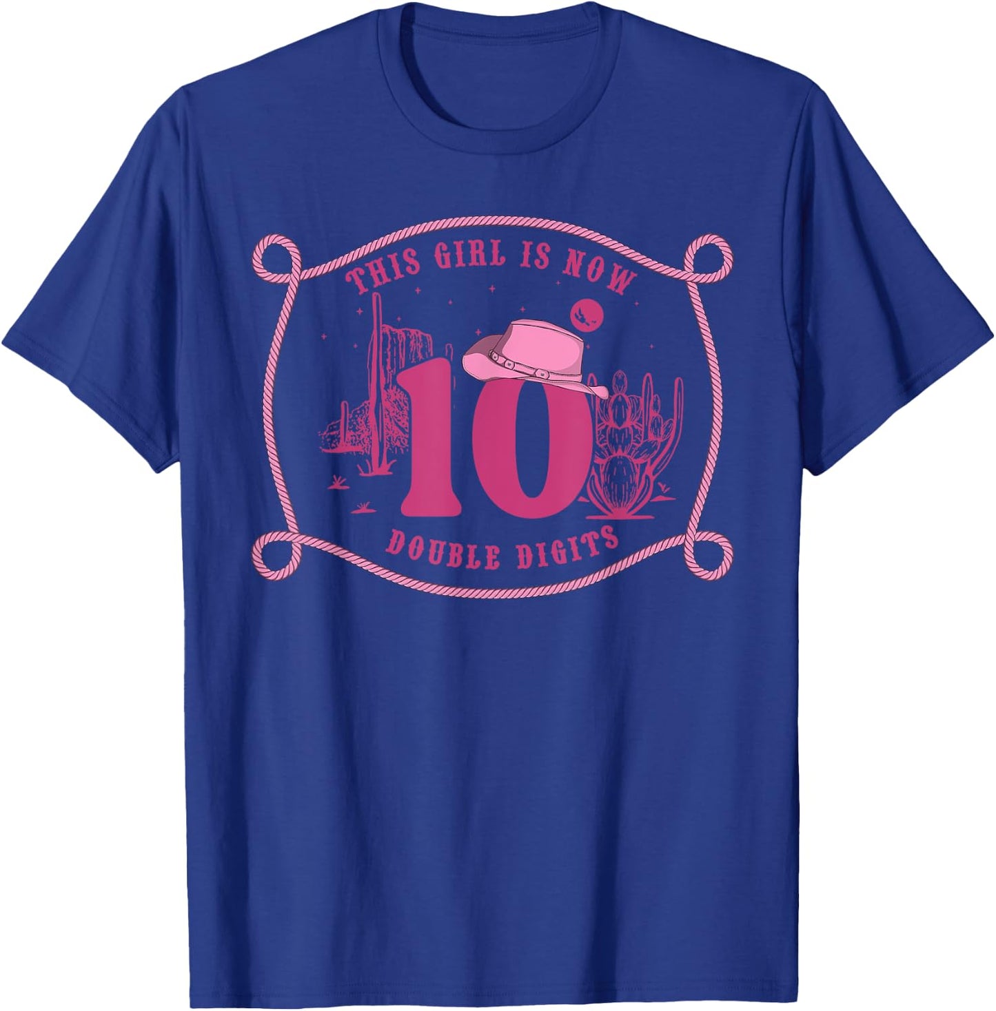 Howdy Cowboy Hat 10th Birthday Double Digits 10 Yrs Old T-Shirt - T-Shirt | Royal