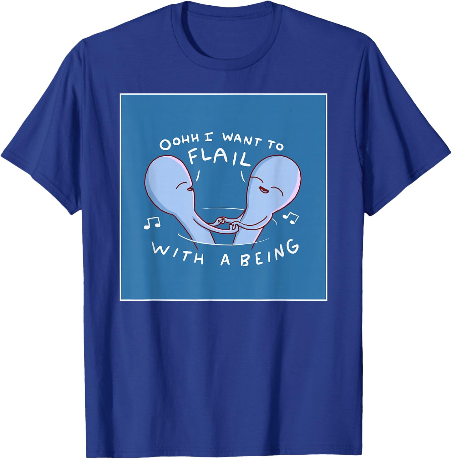 Threadless Nathan W. Pyle Flail With A Being Graphic T-Shirt - T-Shirt | Royal