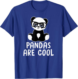 Pandas Are Cool Funny Panda Lover Quote Cute Glasses Graphic T-Shirt - T-Shirt | Royal