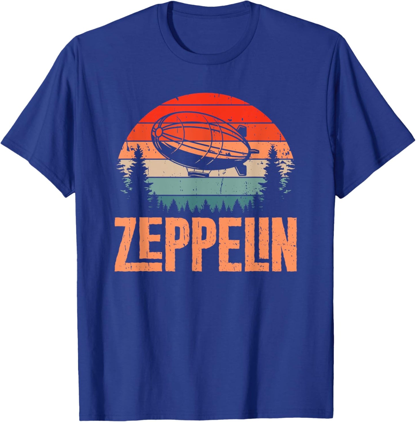 Zeppelin Retro Vintage Sunset 70s 80s Dirigible Airship T-Shirt - T-Shirt | Royal