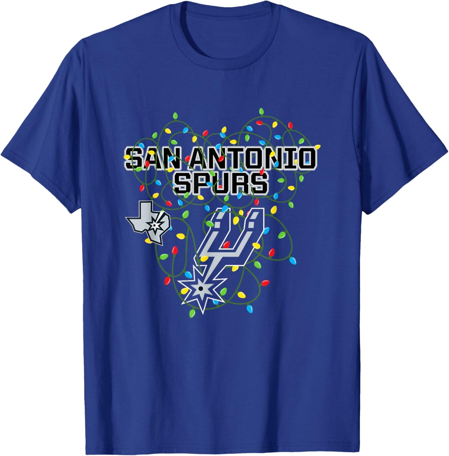 NBA San Antonio Spurs Christmas Lights Holiday T-Shirt - T-Shirt | Royal
