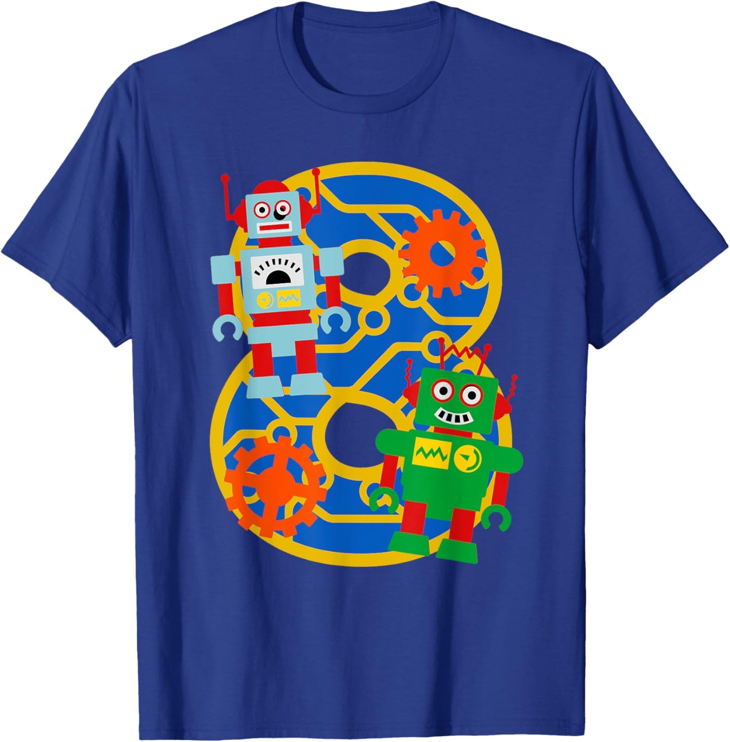8th Birthday Kids 8 Year Old Little Robot Robotics Engineer T-Shirt - T-Shirt | Royal