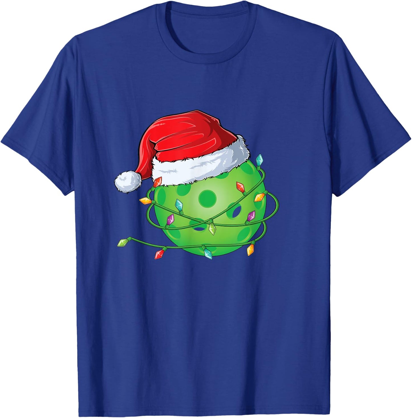 Christmas Pickleball in Santa Hat wrapped in Holiday Lights T-Shirt - T-Shirt | Royal