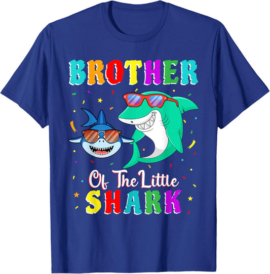 Brother Of The Little Shark Little Brother Shark Birthday T-Shirt - T-Shirt | Royal