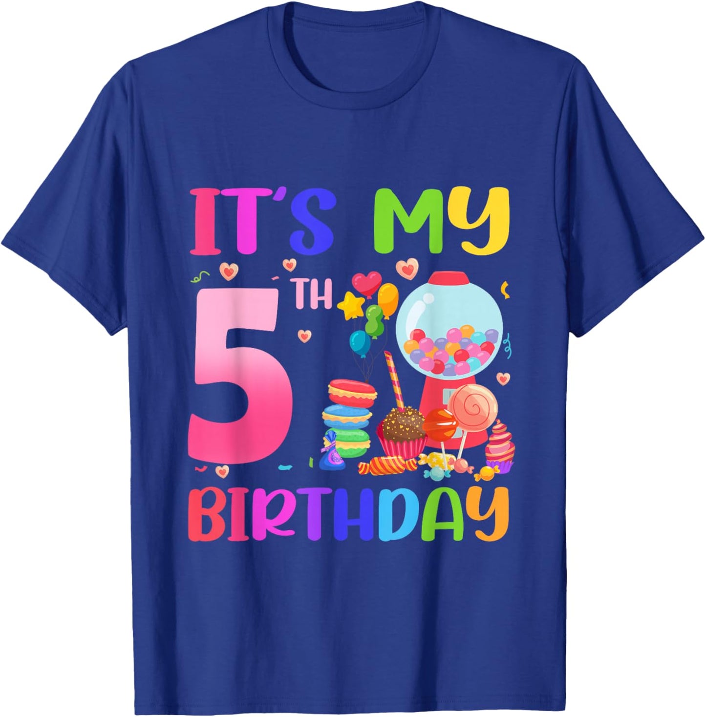 It's My 5th Birthday Girl Candy Candyland 5 Year Old T-Shirt - T-Shirt | Royal
