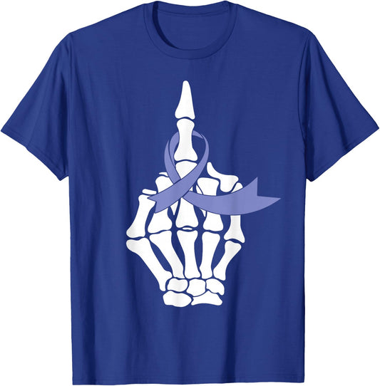 Fuck Esophageal Cancer Middle Finger Periwinkle Ribbon T-Shirt - T-Shirt | Royal