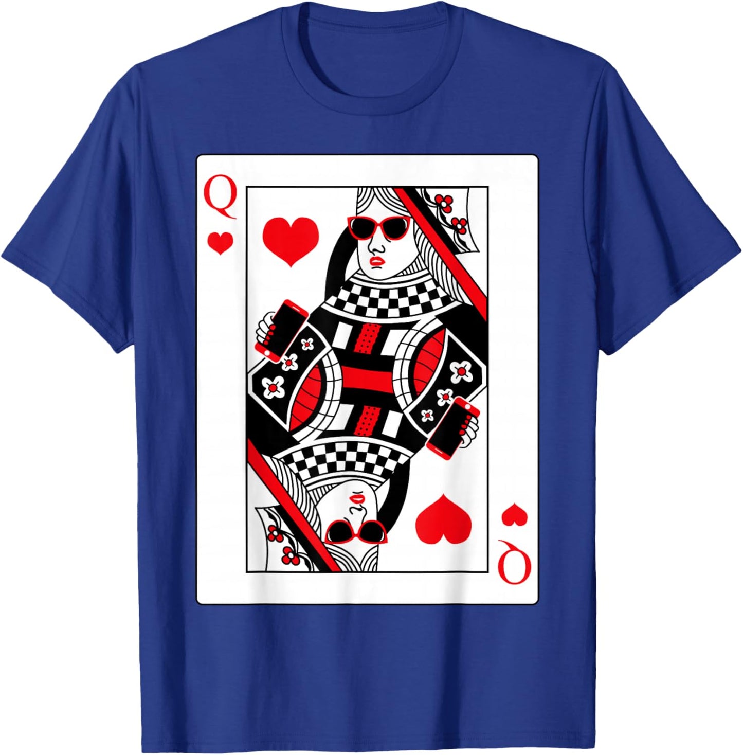 Modern Cool Queen Of Hearts Card Red Sunglasses Graphic T-Shirt - T-Shirt | Royal