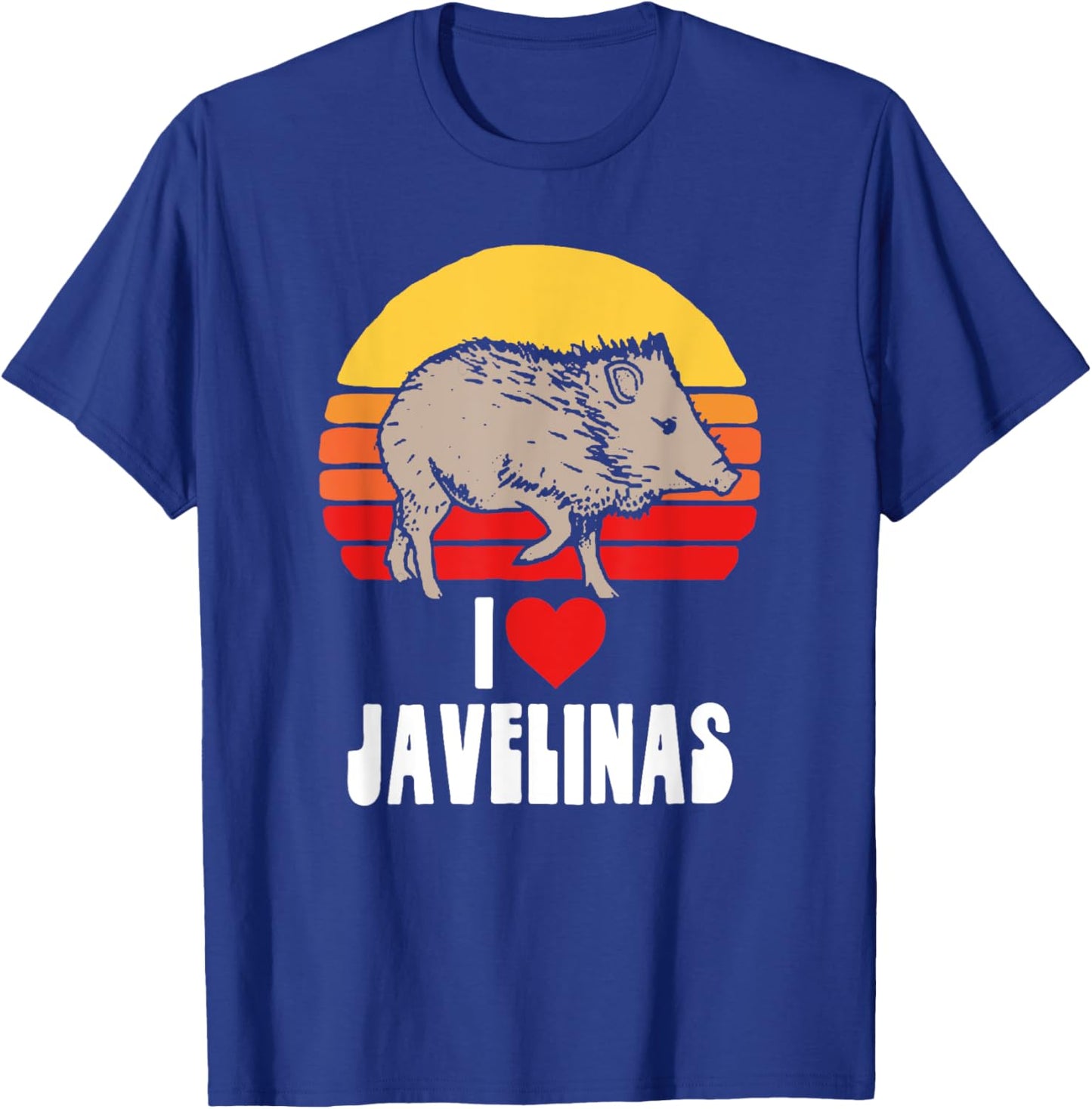 I Love Javelinas Vintage Retro 80s Sunset Cute Heart Arizona T-Shirt - T-Shirt | Royal