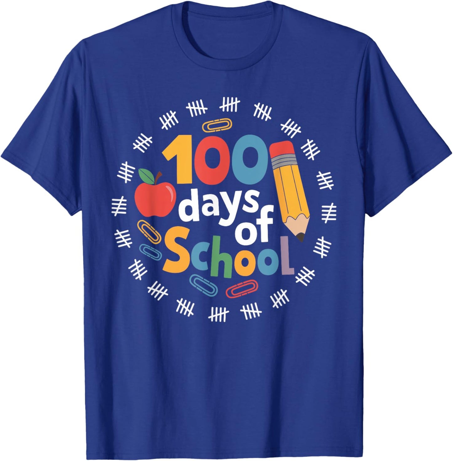 Happy 100th Day of School 100 Days Smarter Teacher Students T-Shirt - T-Shirt | Royal