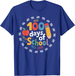 Happy 100th Day of School 100 Days Smarter Teacher Students T-Shirt - T-Shirt | Royal