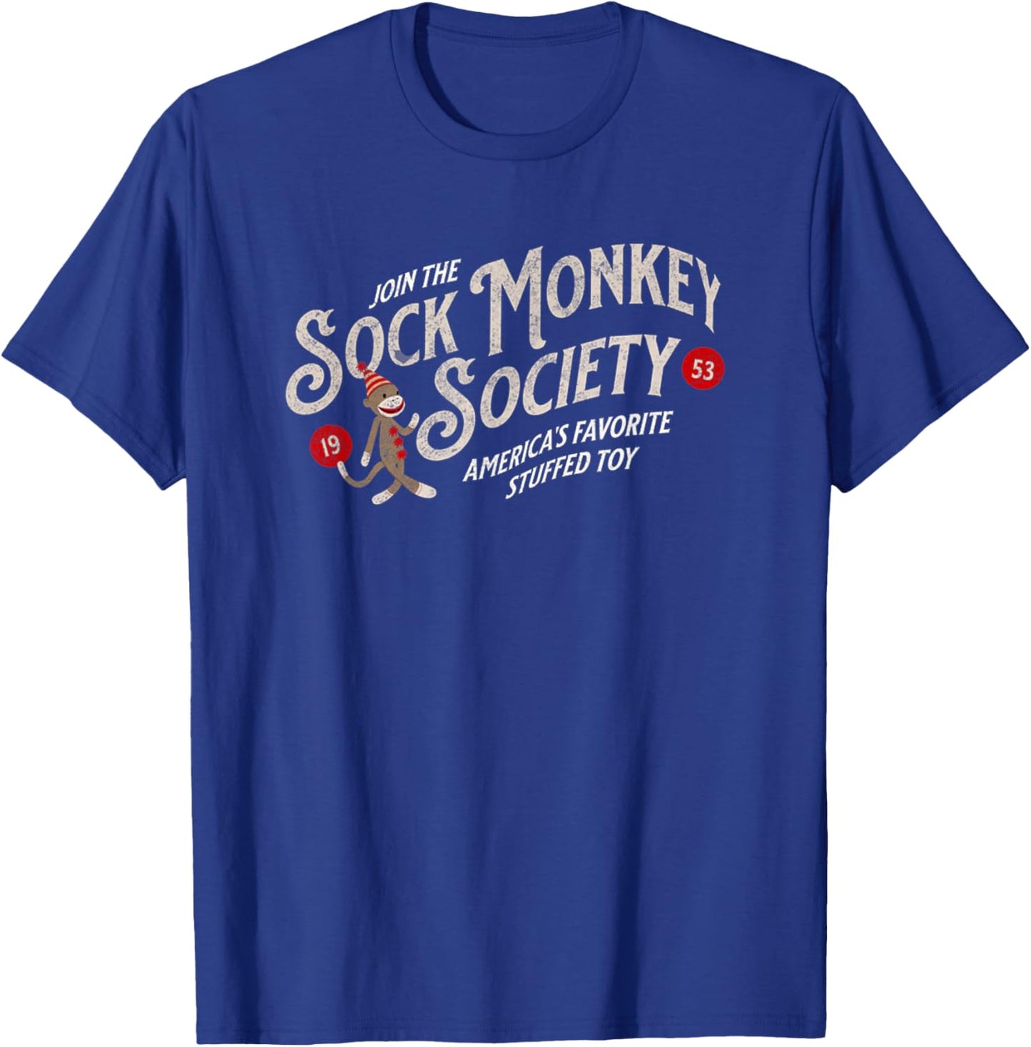 Join the Sock Monkey Society Est 1953 Cute Sock Monkey T-Shirt - T-Shirt | Royal